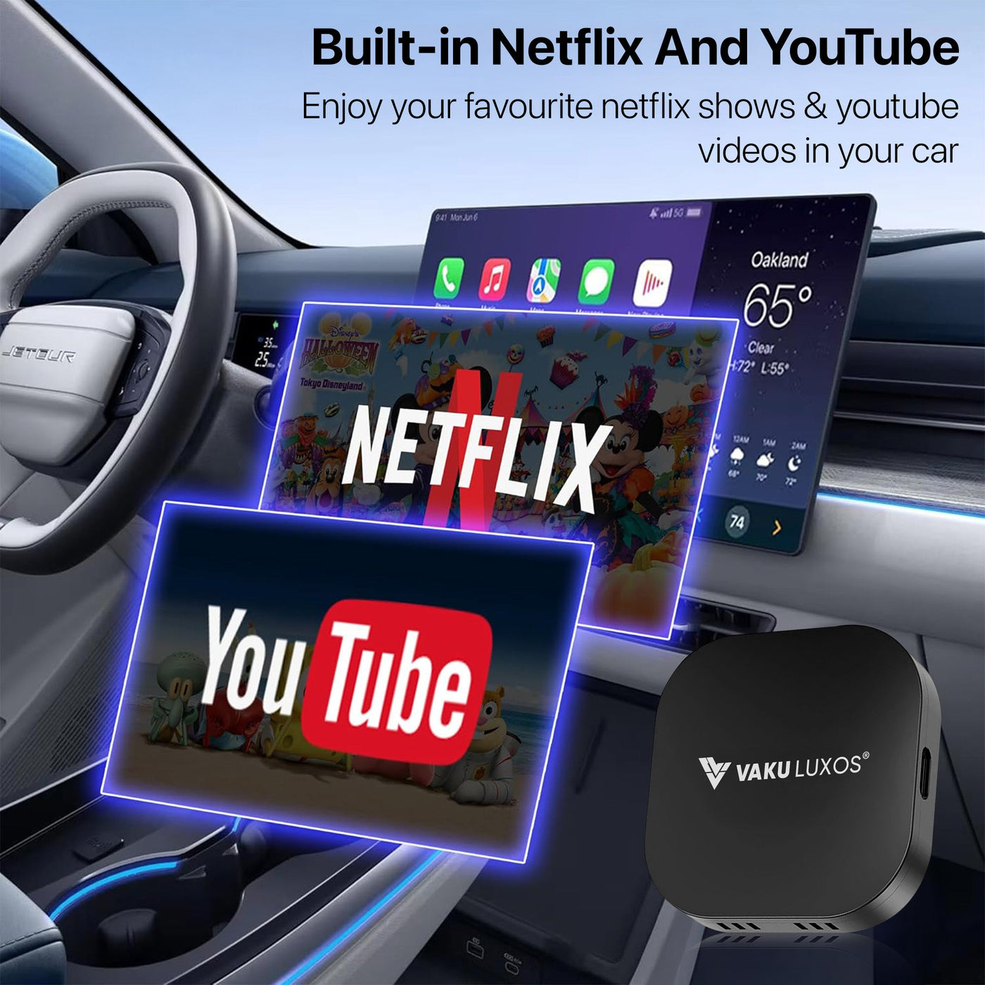 Vaku Luxos ® MUSEPRO 2025 Upgraded Wireless CarPlay Adapter, 5-in-1 Apple Wireless and Android Auto Wireless Adapter