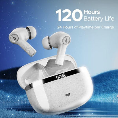 boAt Nirvana Iris Truly Wireless in Ear Ear Buds w/Up to 32 dB Active Noise Cancellation,120 Hrs Playback,Crystal Bionic Sound Powered by HiFi,Beast Mode,ENx Tech,Hearables App - Nalanda Enterprises