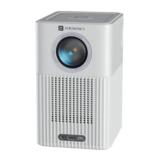 Portronics Beem 500 Smart LED Projector - 6700 Lumens Brightness, Wireless Connectivity, 1080P HD, Built-in Speaker, Compact & Portable - Nalanda Enterprises