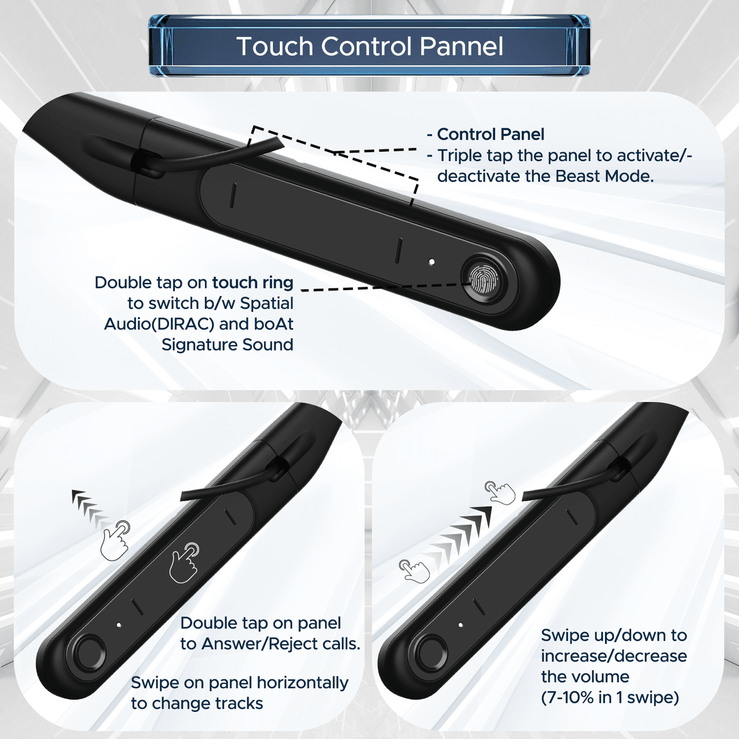 boAt Rockerz 255 Touch | Wireless Earphone with 30H Playback, 10mm Dynamic Graphene Drivers, ENx™ Technology, BEAST™ Mode - Nalanda Enterprises