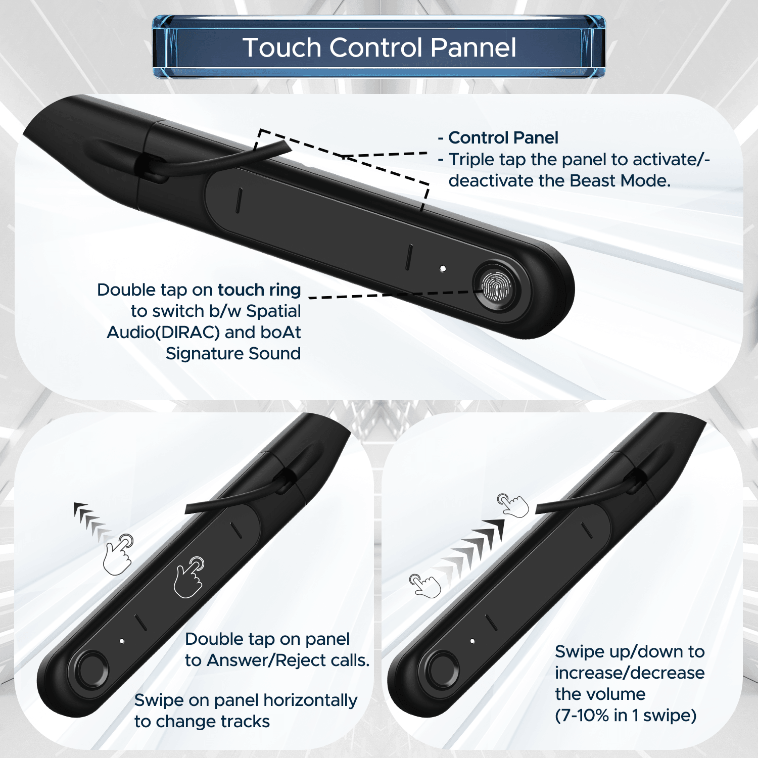 boAt Rockerz 255 Touch | Wireless Earphone with 30H Playback, 10mm Dynamic Graphene Drivers, ENx™ Technology, BEAST™ Mode - Nalanda Enterprises