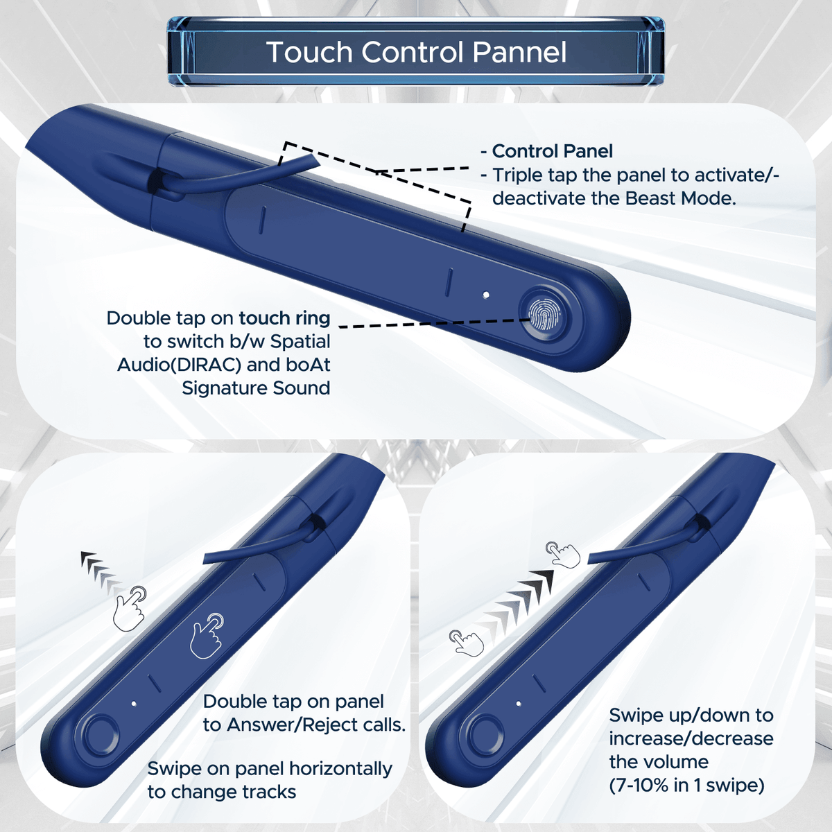boAt Rockerz 255 Touch | Wireless Earphone with 30H Playback, 10mm Dynamic Graphene Drivers, ENx™ Technology, BEAST™ Mode - Nalanda Enterprises