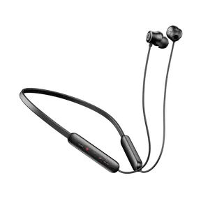 Black neckband wireless earphones by Boat, Bluetooth headset for corporate gifting India