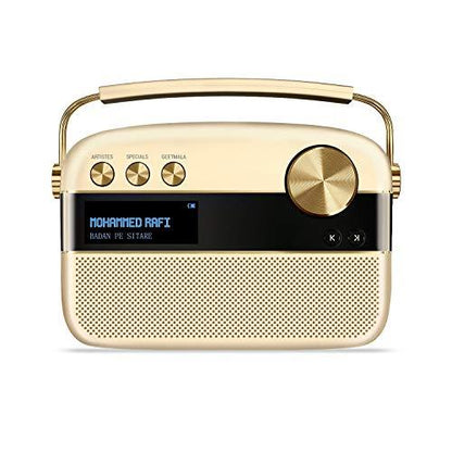 Saregama Carvaan Hindi Portable Music Player - Sound by Harman/Kardon with 5000 Preloaded songs, FM/ BT/AUX - Wine Gold (Champagne Gold) - Nalanda Enterprises