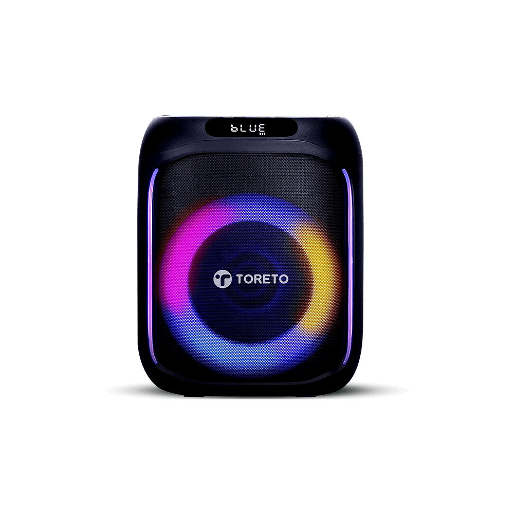 Toreto Party Box 60W Wireless Portable Party Speaker with Bluetooth 5.+EDR | RGB Dynamic Running Light Support TWS/USB/TF Card/AUX Input/Wireless Mic with Recording Feature & Remote - Nalanda Enterprises