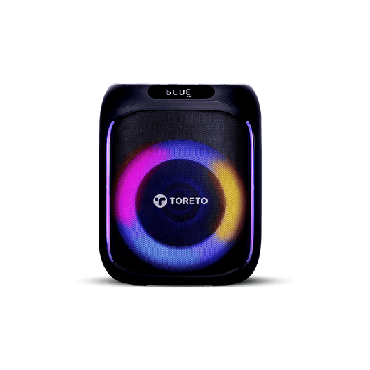 Toreto Party Box 60W Wireless Portable Party Speaker with Bluetooth 5.+EDR | RGB Dynamic Running Light Support TWS/USB/TF Card/AUX Input/Wireless Mic with Recording Feature & Remote - Nalanda Enterprises