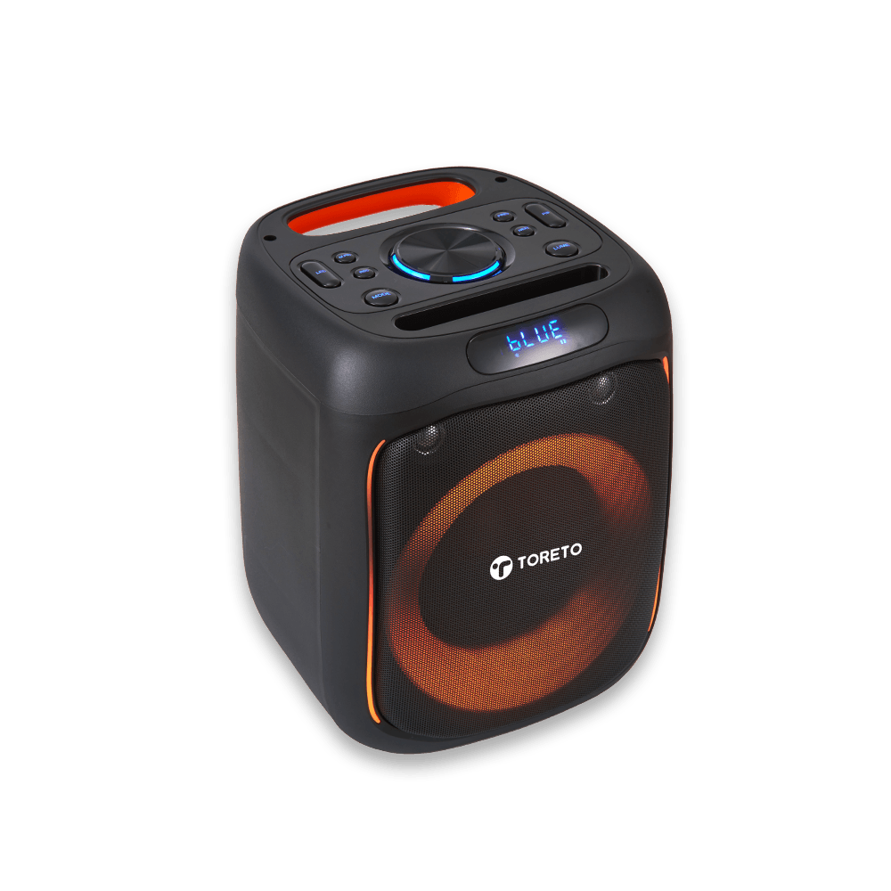 Toreto Party Box 60W Wireless Portable Party Speaker with Bluetooth 5.+EDR | RGB Dynamic Running Light Support TWS/USB/TF Card/AUX Input/Wireless Mic with Recording Feature & Remote - Nalanda Enterprises