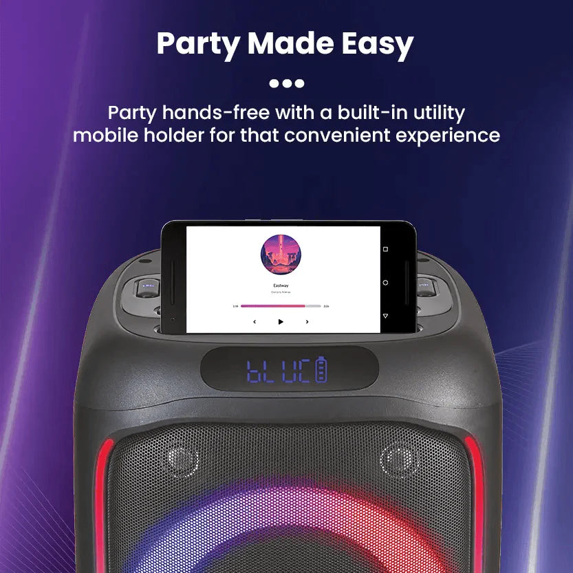 Toreto Party Box 60W Wireless Portable Party Speaker with Bluetooth 5.+EDR | RGB Dynamic Running Light Support TWS/USB/TF Card/AUX Input/Wireless Mic with Recording Feature & Remote - Nalanda Enterprises