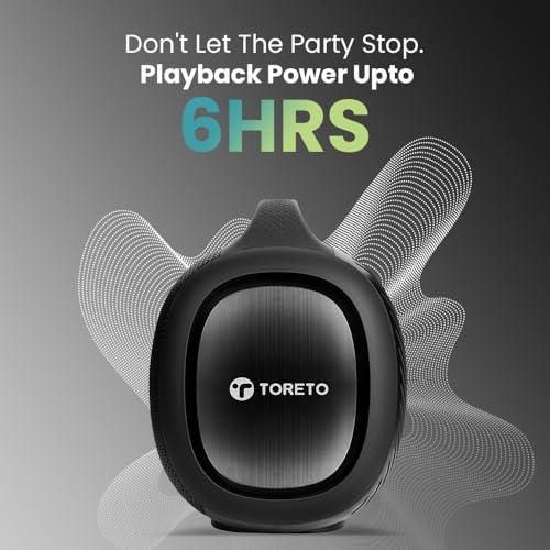 Toreto Smash -2 Boombox 80W Wireless Portable Party Speaker with Bluetooth 5.3 | Dazzling RGB Light, Support TWS/USB/TF Card/AUX Input/Rechargable Wireless Mic (Black) - Nalanda Enterprises