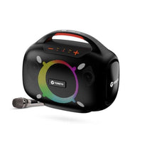 Toreto Smash -2 Boombox 80W Wireless Portable Party Speaker with Bluetooth 5.3 | Dazzling RGB Light, Support TWS/USB/TF Card/AUX Input/Rechargable Wireless Mic (Black) - Nalanda Enterprises