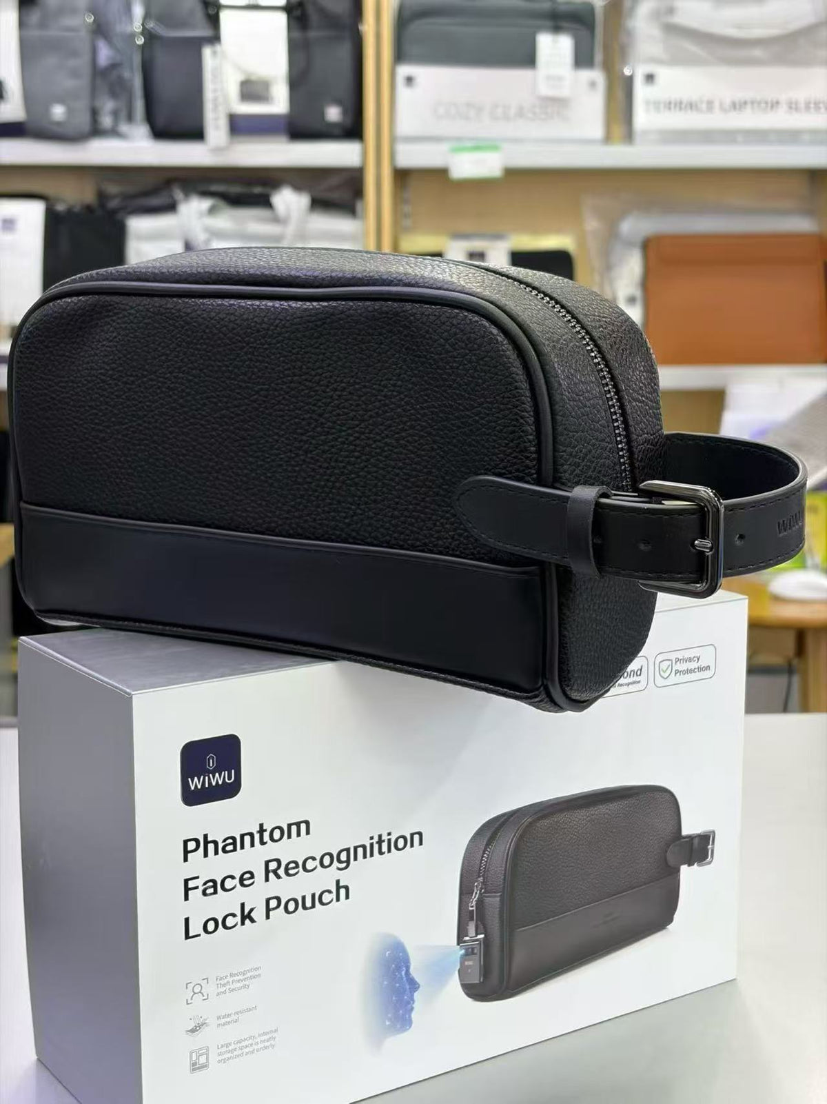 WiWU Royal Face Recognition Lock Pouch – Premium Smart Anti-Theft Pouch with Face Unlock