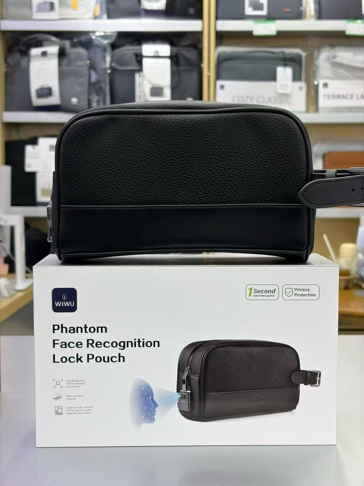 WiWU Royal Face Recognition Lock Pouch – Premium Smart Anti-Theft Pouch with Face Unlock