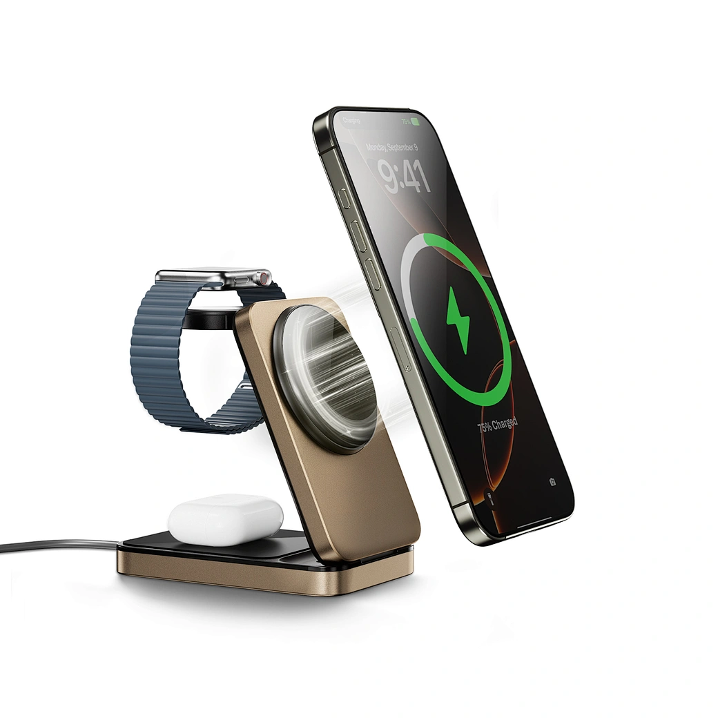 WiWU Wi-W038 3-in-1 Magnetic Wireless Charging Station for iPhone, Watch & Earbuds wiwu