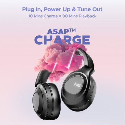 boAt Nirvana Eutopia Bluetooth Over Ear Headphones with Head Tracking Function, Spatial Audio,20 HRS Playtime, ENx Tech, ASAP Charge, Hearables App(Android & iOS Compatible)(Primia Black) - Nalanda Enterprises