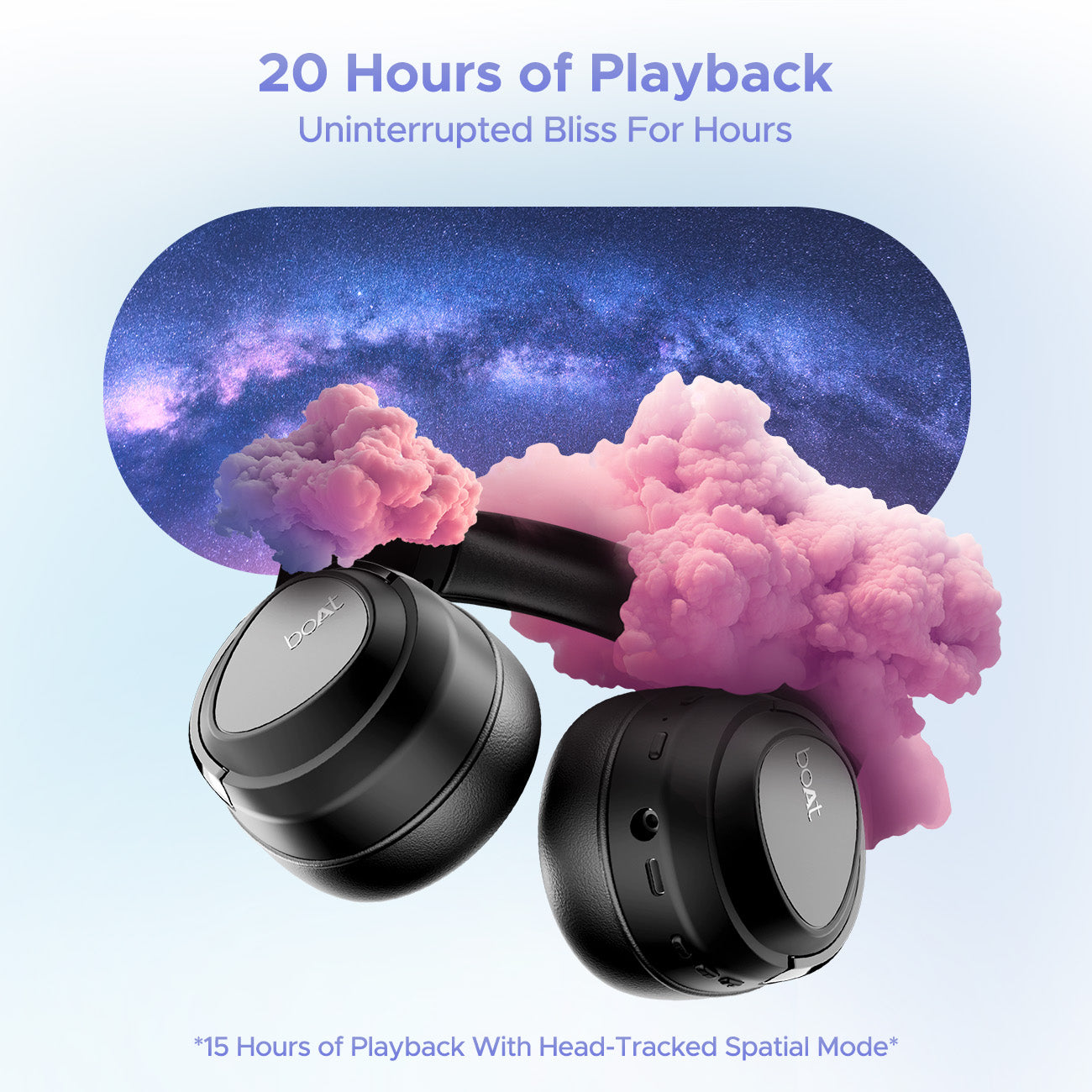 boAt Nirvana Eutopia Bluetooth Over Ear Headphones with Head Tracking Function, Spatial Audio,20 HRS Playtime, ENx Tech, ASAP Charge, Hearables App(Android & iOS Compatible)(Primia Black) - Nalanda Enterprises