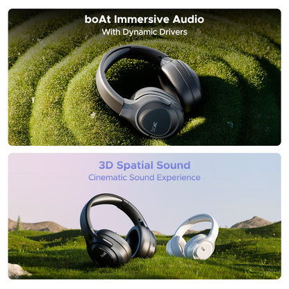 boAt Nirvana Eutopia Bluetooth Over Ear Headphones with Head Tracking Function, Spatial Audio,20 HRS Playtime, ENx Tech, ASAP Charge, Hearables App(Android & iOS Compatible)(Primia Black) - Nalanda Enterprises