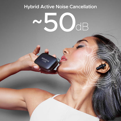 boAt Nirvana Ivy Truly Wireless in Ear Earbuds w/ 50dB Hybrid Active Noise Cancellation, 360º Spatial Audio, Dynamic Head Tracking,Hearables App Support & 50hrs Playback(Gunmetal Black) - Nalanda Enterprises