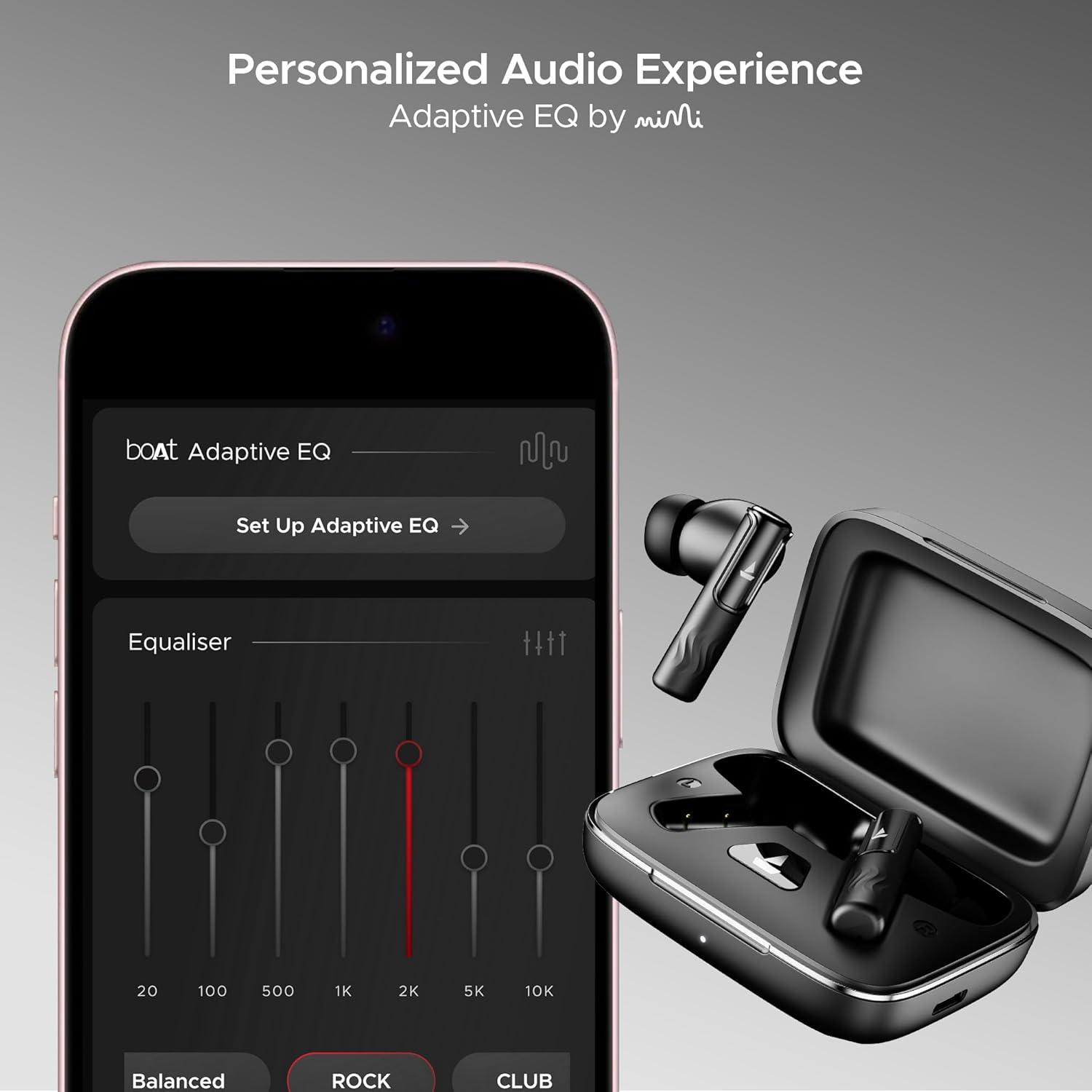 boAt Nirvana Ivy Truly Wireless in Ear Earbuds w/ 50dB Hybrid Active Noise Cancellation, 360º Spatial Audio, Dynamic Head Tracking,Hearables App Support & 50hrs Playback(Gunmetal Black) - Nalanda Enterprises