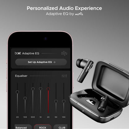 boAt Nirvana Ivy Truly Wireless in Ear Earbuds w/ 50dB Hybrid Active Noise Cancellation, 360º Spatial Audio, Dynamic Head Tracking,Hearables App Support & 50hrs Playback(Gunmetal Black) - Nalanda Enterprises