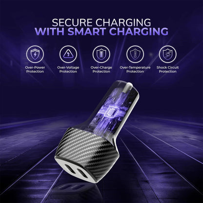 Vaku ® Brotvolt USB C 66W Dual Port Fast Car Charger With Power Delivery for IOS and Android Devices