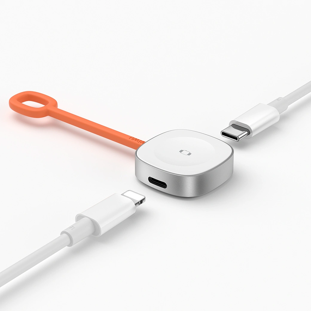 WiWU Wi-M23 Portable Apple Watch Charger — Magnetic Puck with USB-C + Lightning Dual Input Nalanda Enterprises