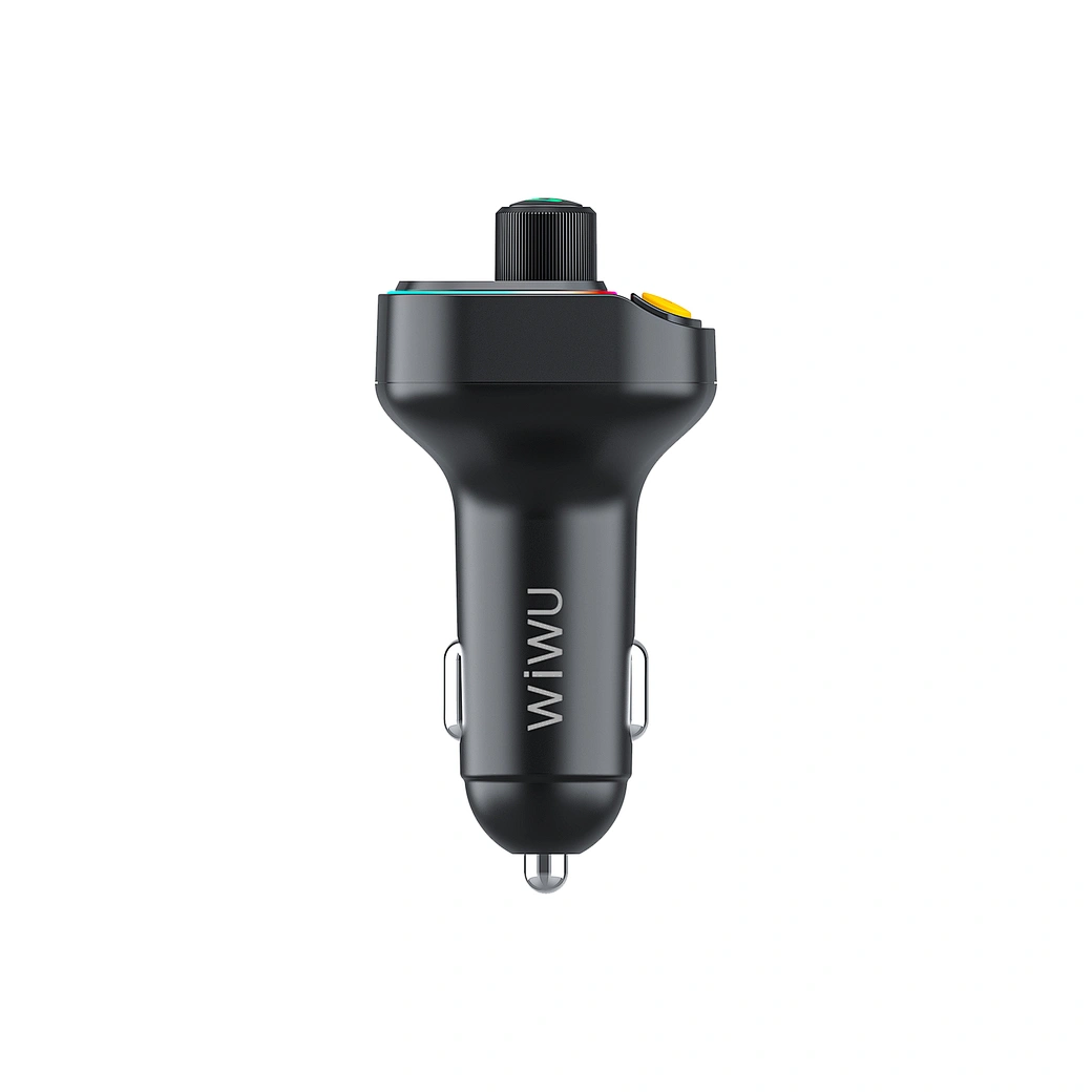 WiWU Wi-QC031 Bluetooth 5.3 Car FM Transmitter — Wireless Music + Hands-Free Calling + Dual USB Charging + 7-Color RGB Lights WIWU