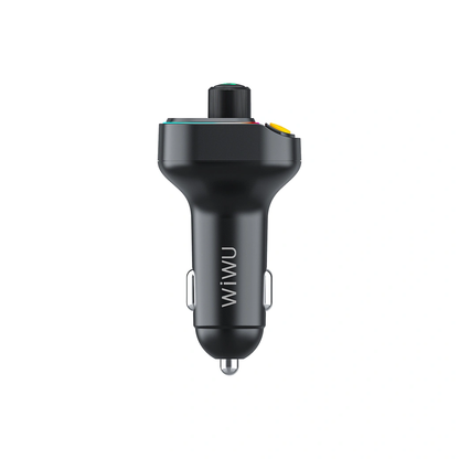 WiWU Wi-QC031 Bluetooth 5.3 Car FM Transmitter — Wireless Music + Hands-Free Calling + Dual USB Charging + 7-Color RGB Lights WIWU