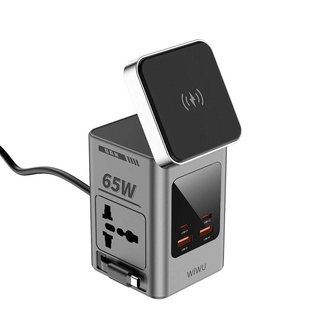 WiWU Warrior 65W GaN 10-in-1 Wireless Charging Station with Dual AC Outlets — Wi-W040 Nalanda Enterprises
