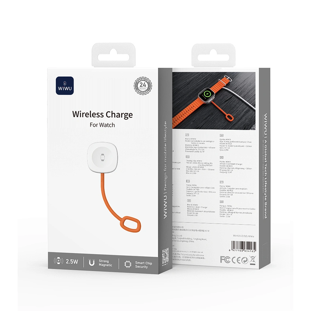 WiWU Wi-M23 Portable Apple Watch Charger — Magnetic Puck with USB-C + Lightning Dual Input Nalanda Enterprises