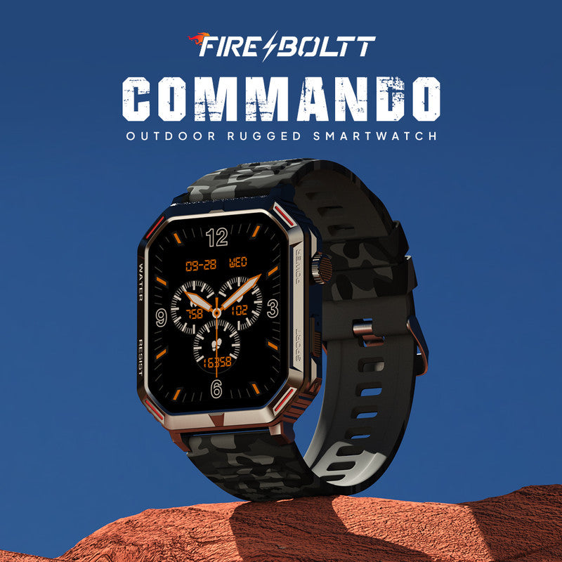 Fire-Boltt Commando 49.5mm (1.95) AMOLED Smart Watch, 123 sports modes, Bluetooth calling Smartwatch