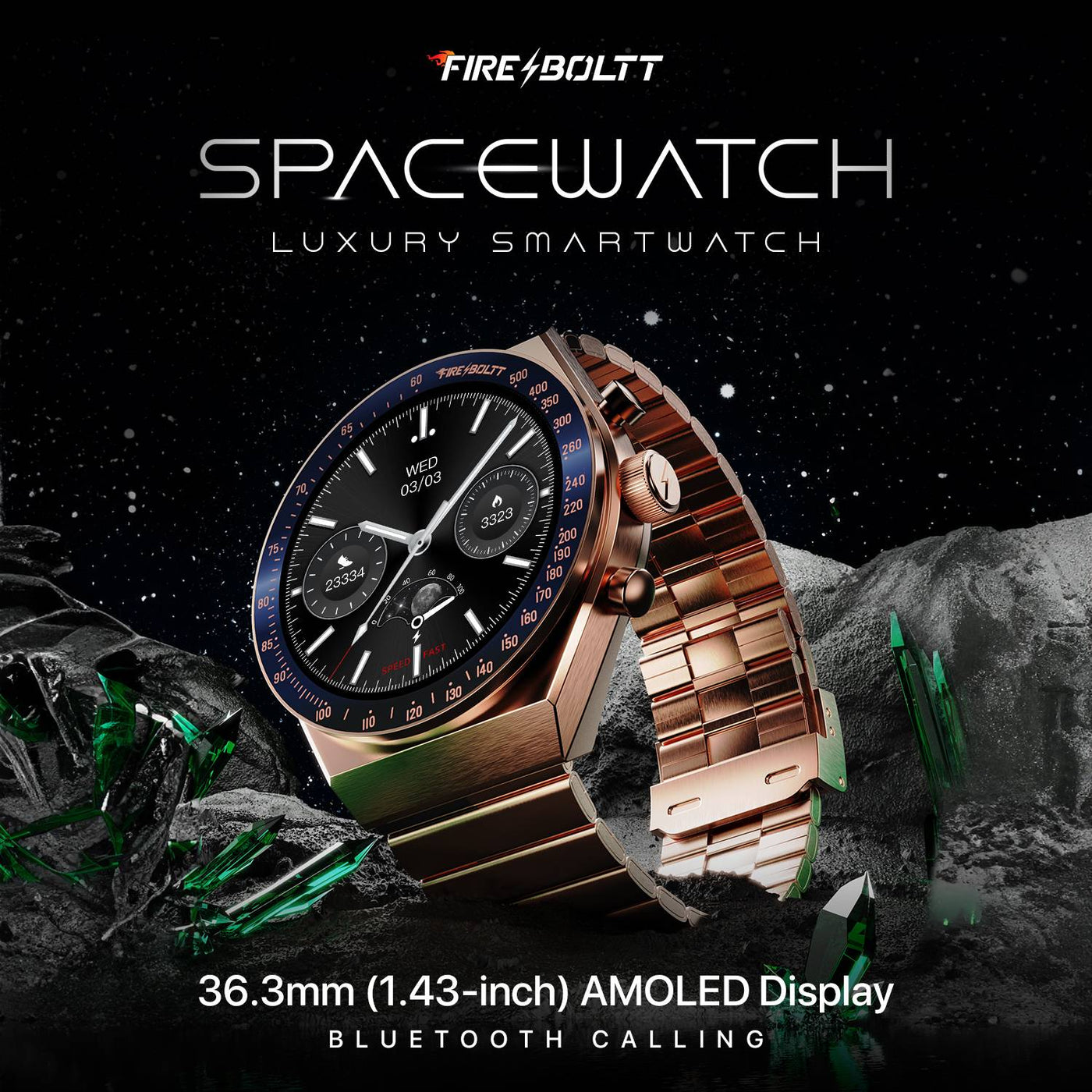 Fire-Boltt Spacewatch 36.3mm (1.43 inch) AMOLED Display, Luxury Stainless Steel, BT Calling Smartwatch