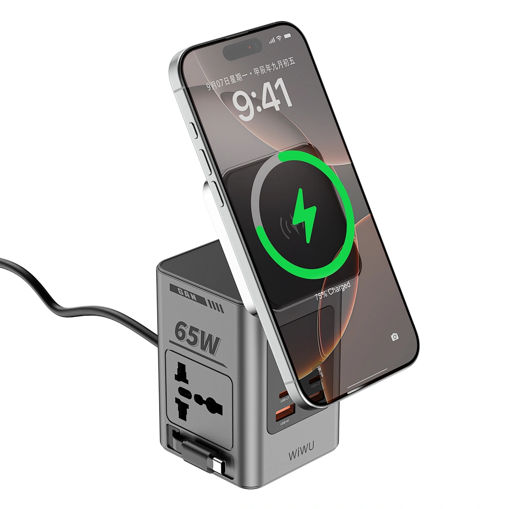 WiWU Warrior 65W GaN 10-in-1 Wireless Charging Station with Dual AC Outlets — Wi-W040 Nalanda Enterprises