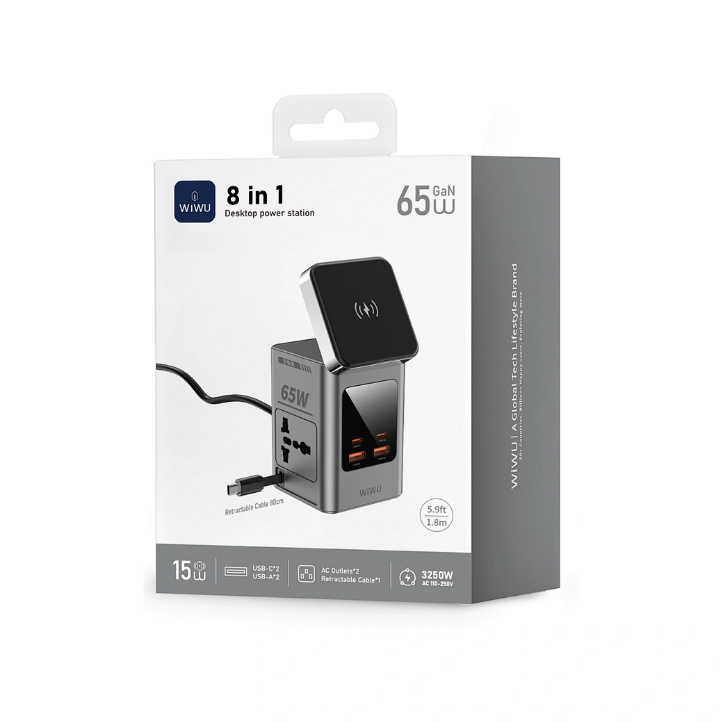 WiWU Warrior 65W GaN 10-in-1 Wireless Charging Station with Dual AC Outlets — Wi-W040 Nalanda Enterprises