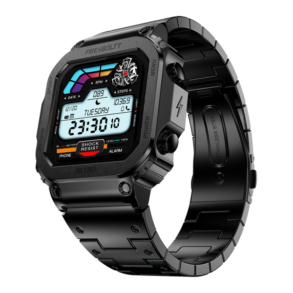 Fire-Boltt Retro 39.1mm (1.54) Display, Bluetooth call, Voice Assistance, Steel Straps Smartwatch - Nalanda Enterprises
