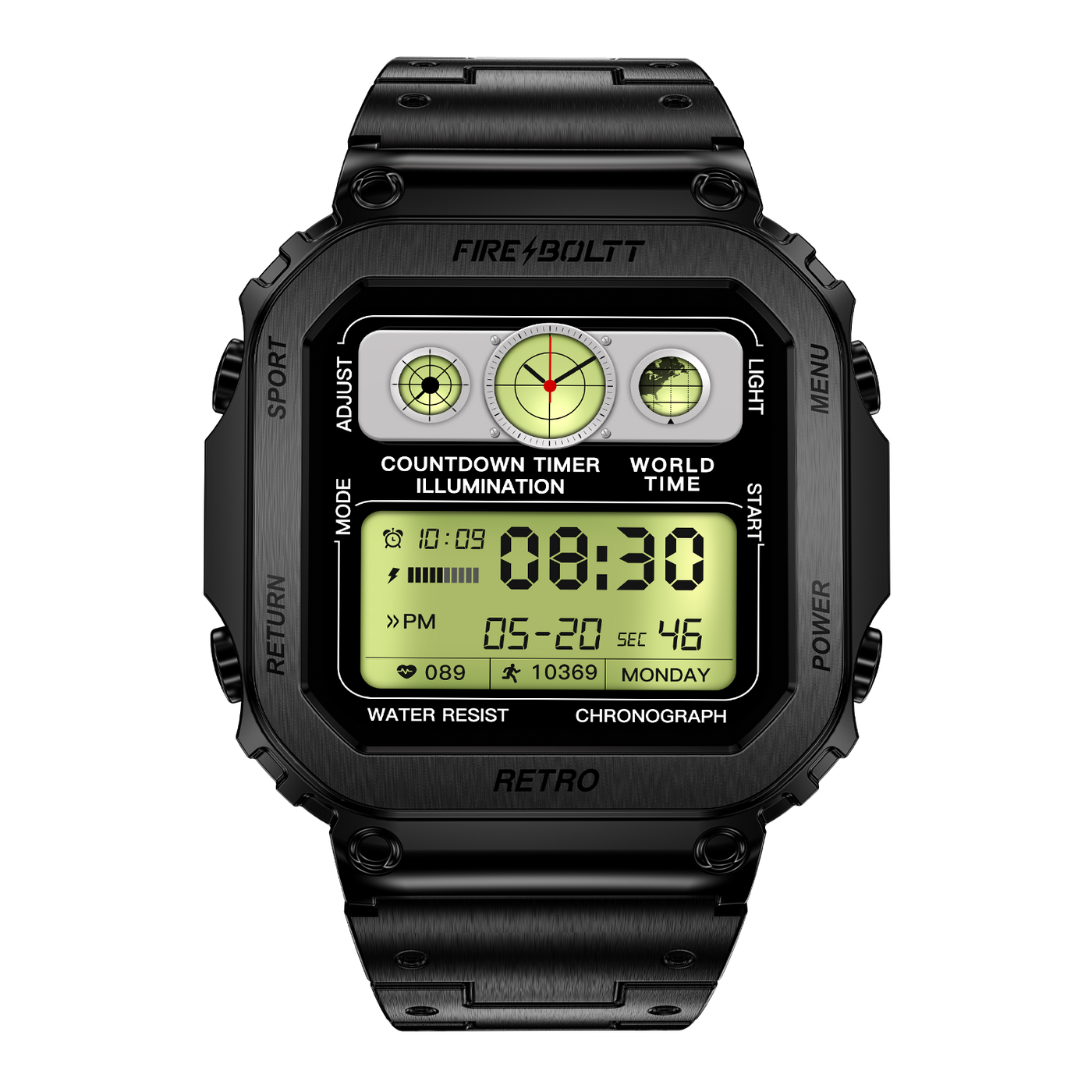 Fire-Boltt Retro 39.1mm (1.54) Display, Bluetooth call, Voice Assistance, Steel Straps Smartwatch - Nalanda Enterprises