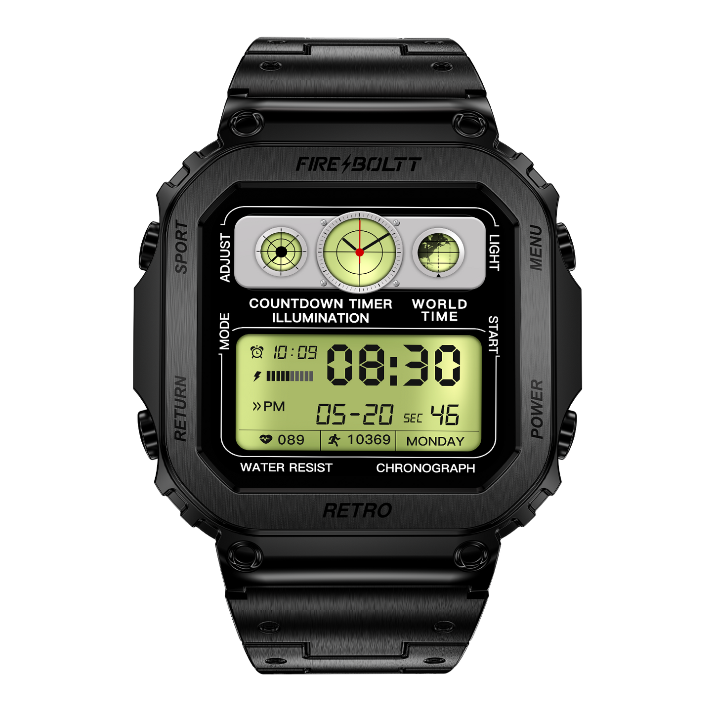 Fire-Boltt Retro 39.1mm (1.54) Display, Bluetooth call, Voice Assistance, Steel Straps Smartwatch - Nalanda Enterprises