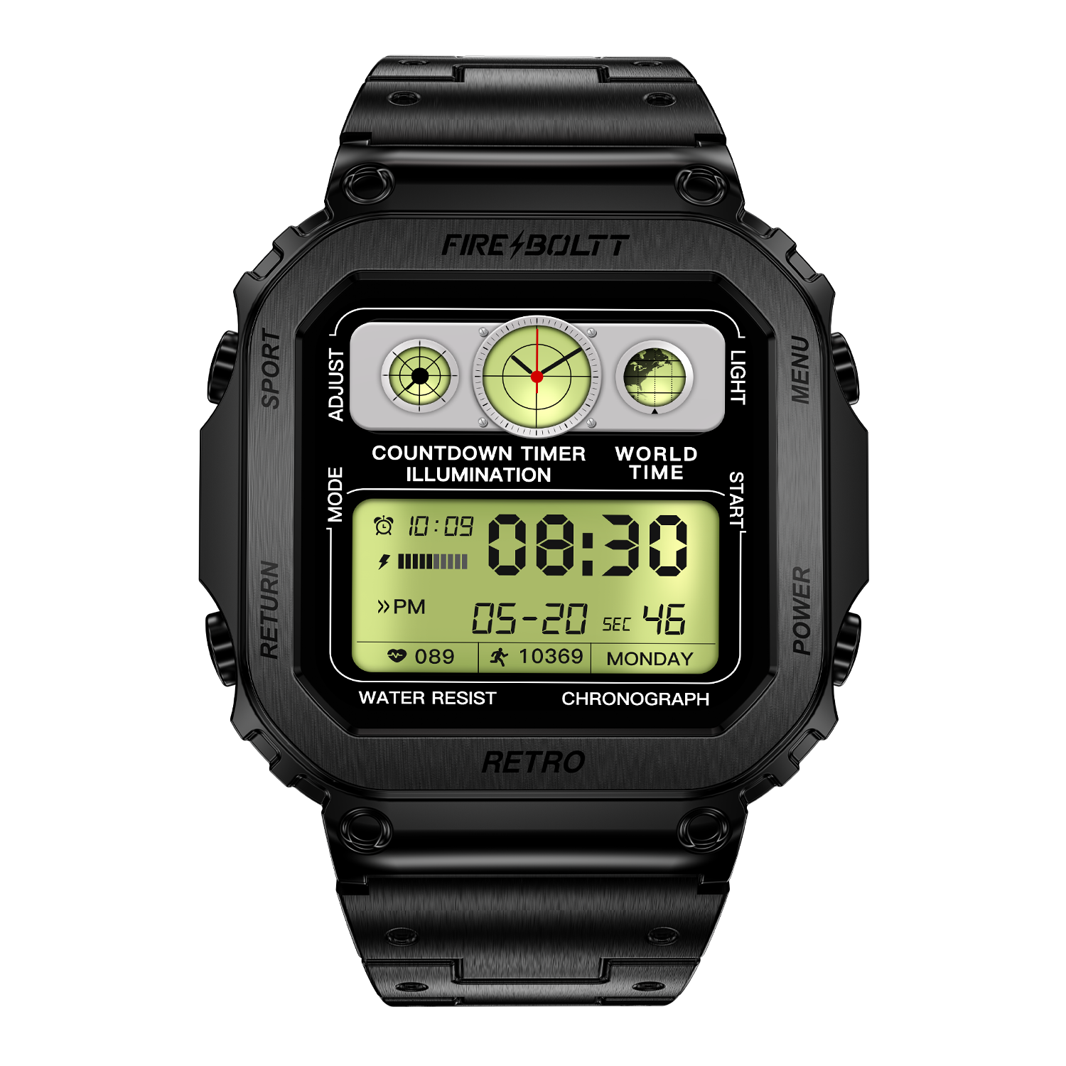 Fire-Boltt Retro 39.1mm (1.54) Display, Bluetooth call, Voice Assistance, Steel Straps Smartwatch - Nalanda Enterprises