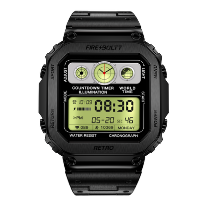 Fire-Boltt Retro 39.1mm (1.54) Display, Bluetooth call, Voice Assistance, Steel Straps Smartwatch - Nalanda Enterprises