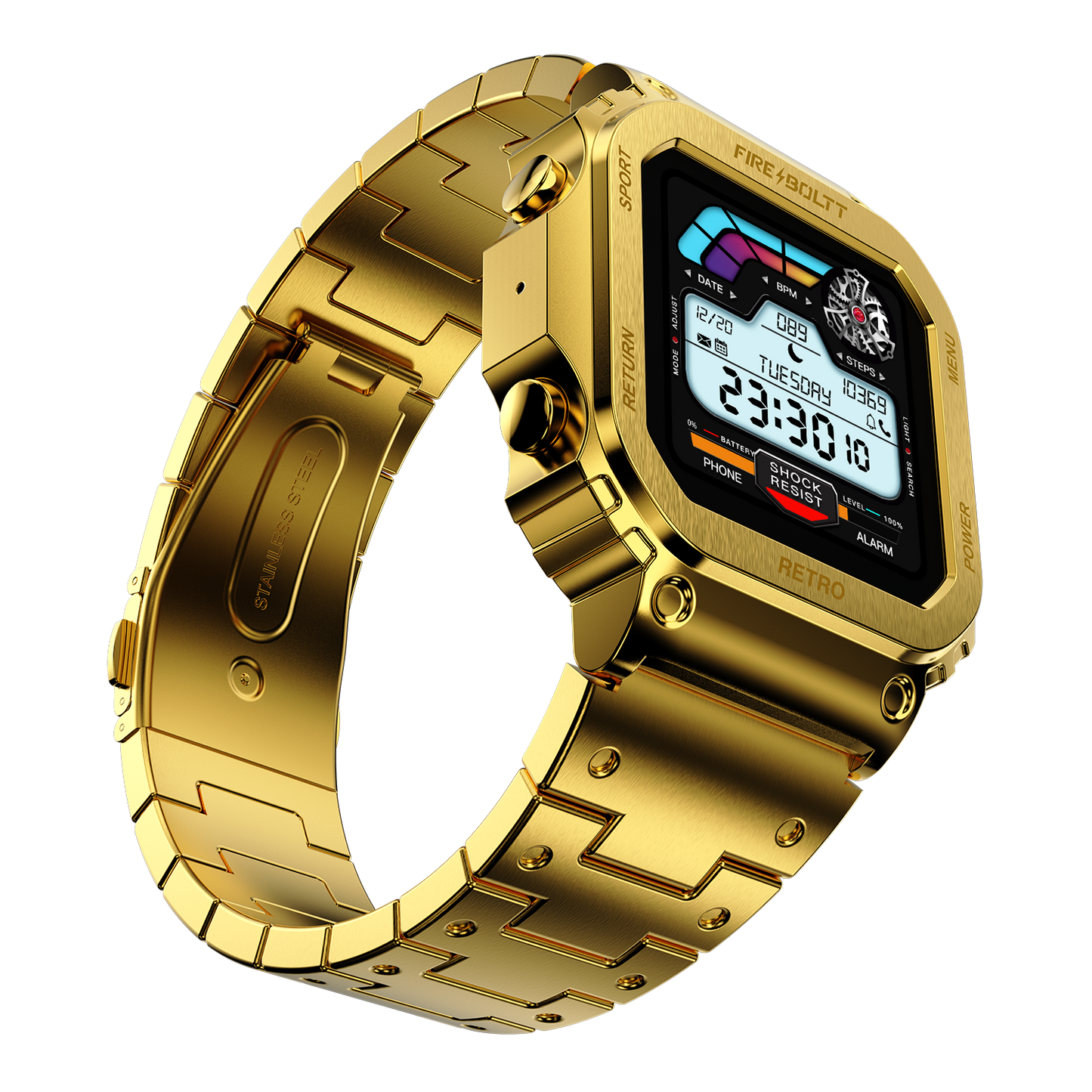 Fire-Boltt Retro 39.1mm (1.54) Display, Bluetooth call, Voice Assistance, Steel Straps Smartwatch - Nalanda Enterprises