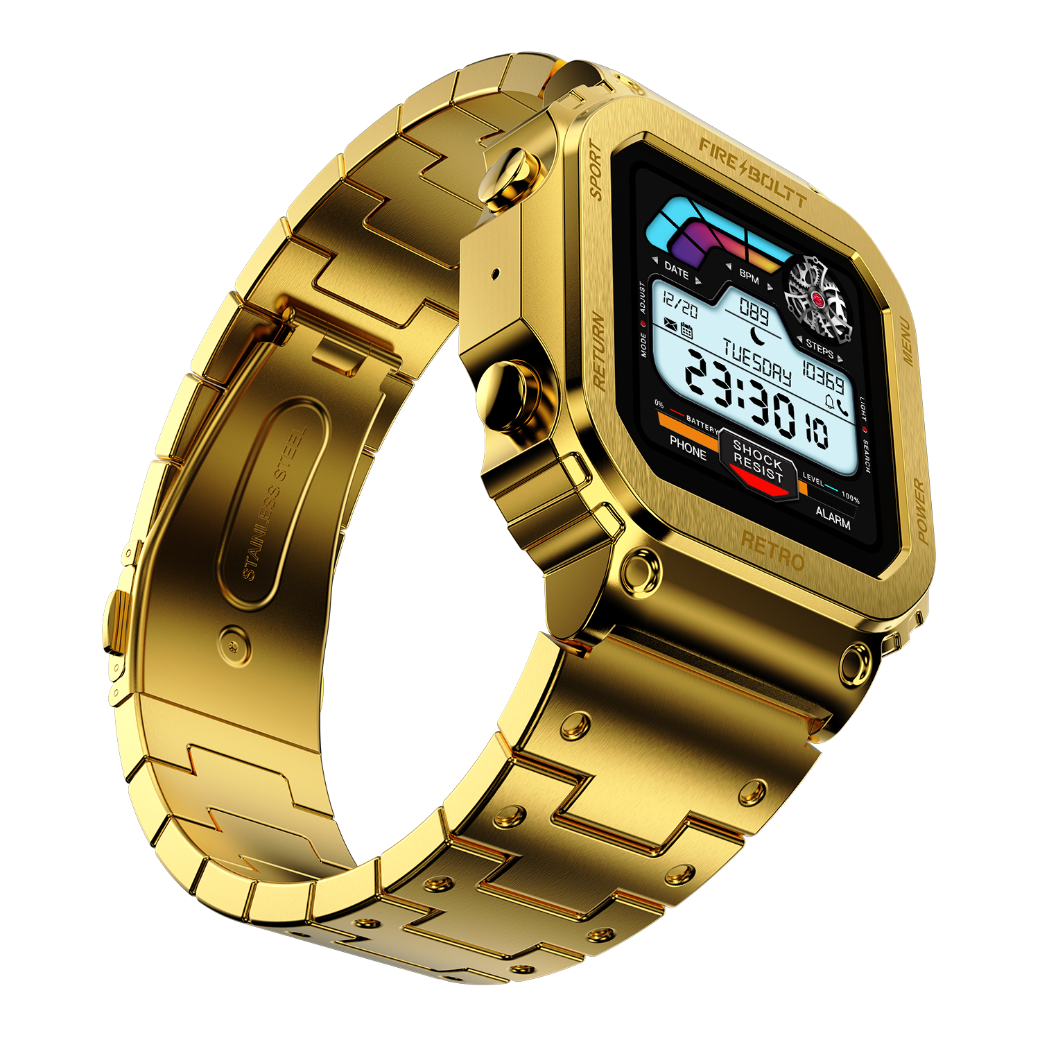 Fire-Boltt Retro 39.1mm (1.54) Display, Bluetooth call, Voice Assistance, Steel Straps Smartwatch - Nalanda Enterprises