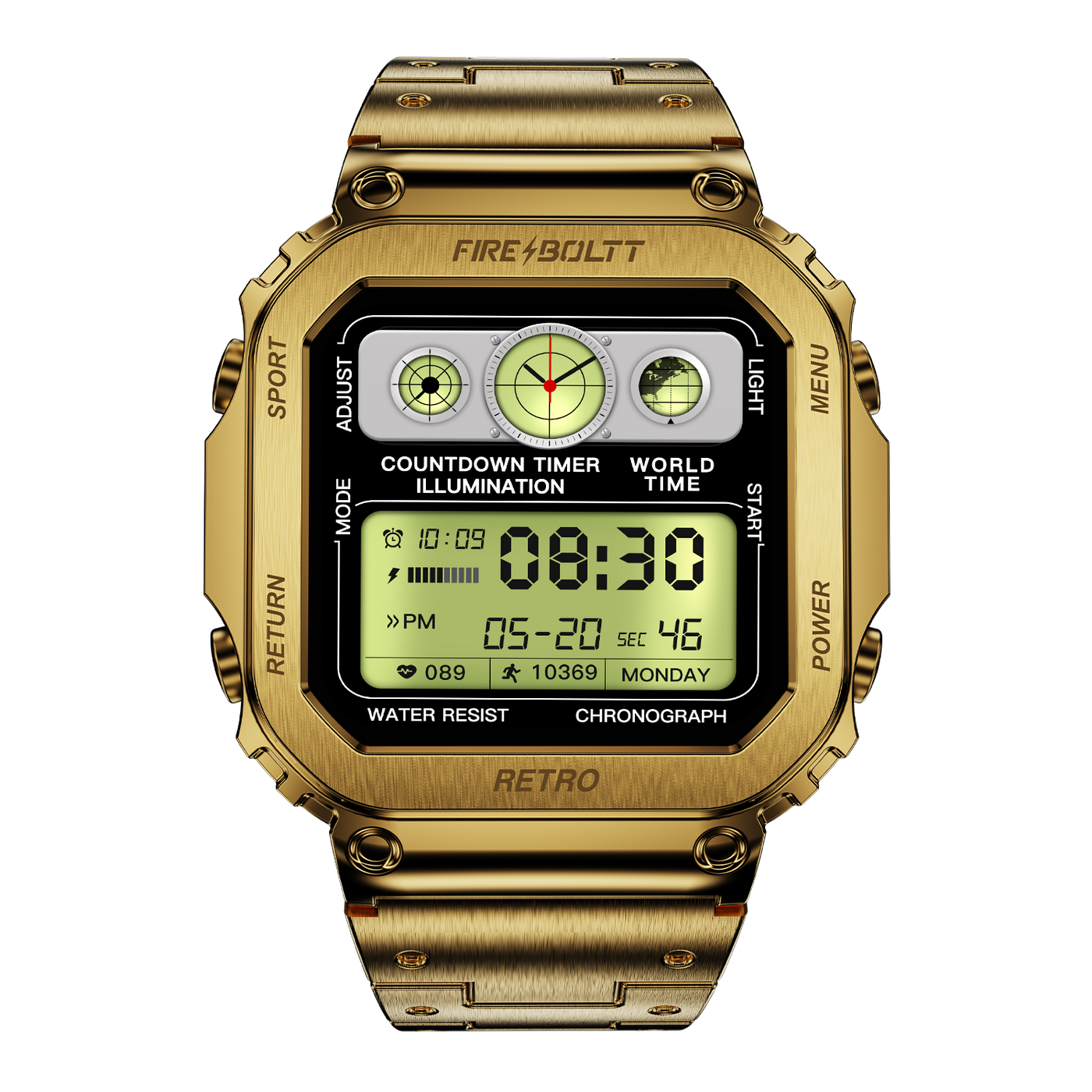 Fire-Boltt Retro 39.1mm (1.54) Display, Bluetooth call, Voice Assistance, Steel Straps Smartwatch - Nalanda Enterprises