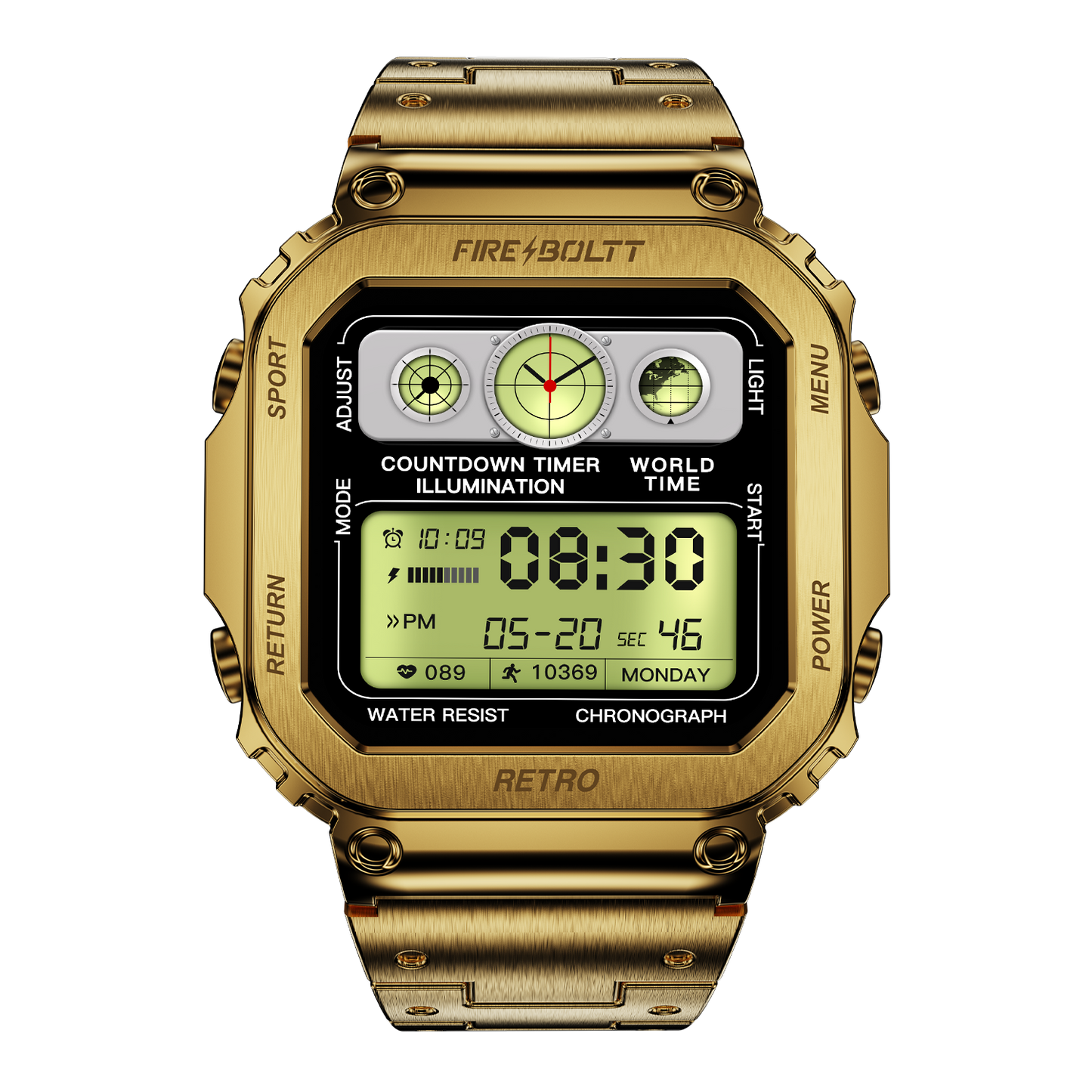 Fire-Boltt Retro 39.1mm (1.54) Display, Bluetooth call, Voice Assistance, Steel Straps Smartwatch - Nalanda Enterprises