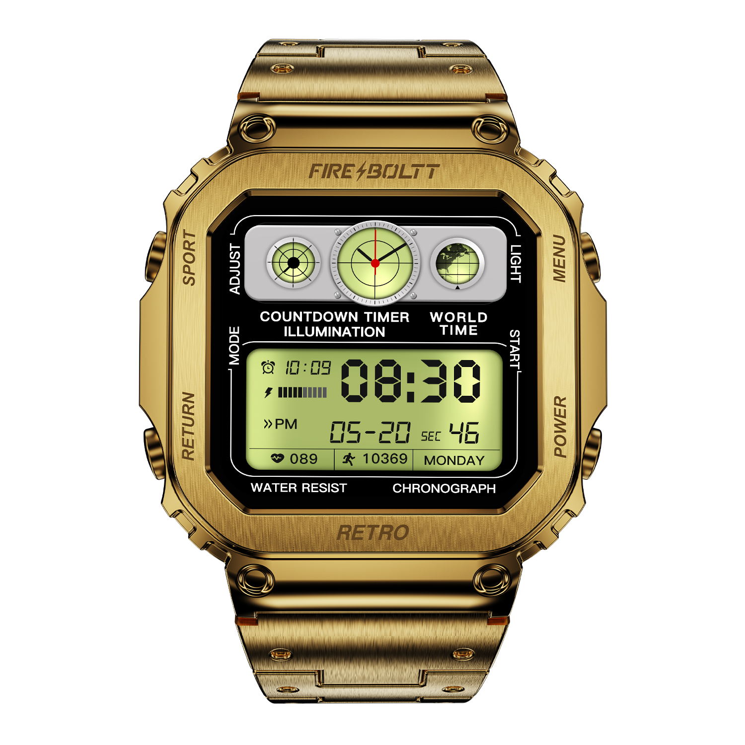Fire-Boltt Retro 39.1mm (1.54) Display, Bluetooth call, Voice Assistance, Steel Straps Smartwatch - Nalanda Enterprises