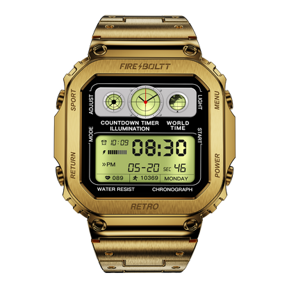 Fire-Boltt Retro 39.1mm (1.54) Display, Bluetooth call, Voice Assistance, Steel Straps Smartwatch - Nalanda Enterprises