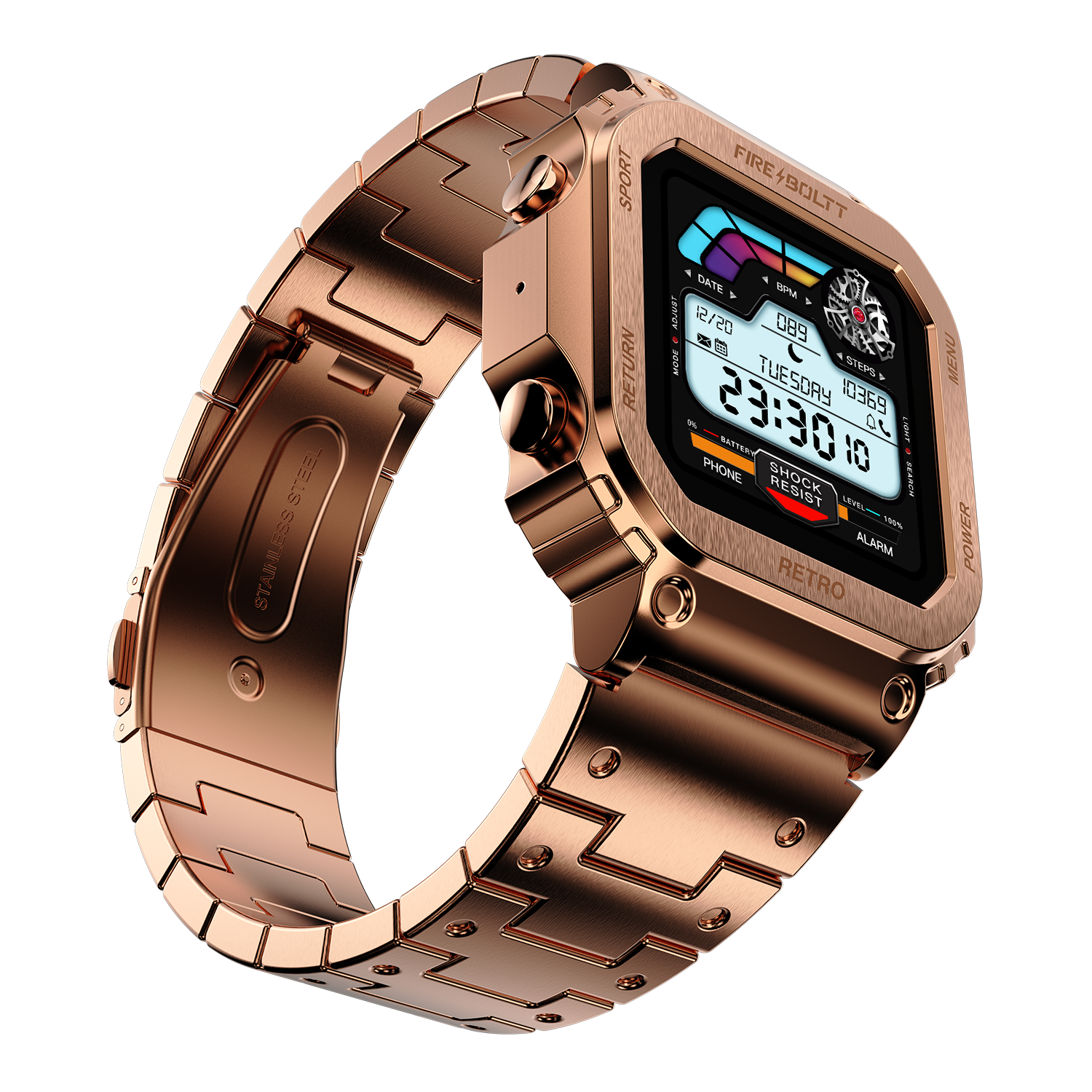 Fire-Boltt Retro 39.1mm (1.54) Display, Bluetooth call, Voice Assistance, Steel Straps Smartwatch - Nalanda Enterprises