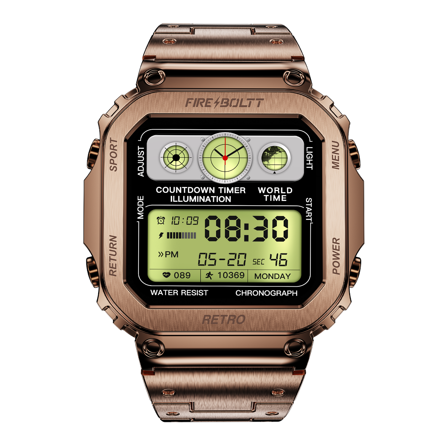 Fire-Boltt Retro 39.1mm (1.54) Display, Bluetooth call, Voice Assistance, Steel Straps Smartwatch - Nalanda Enterprises