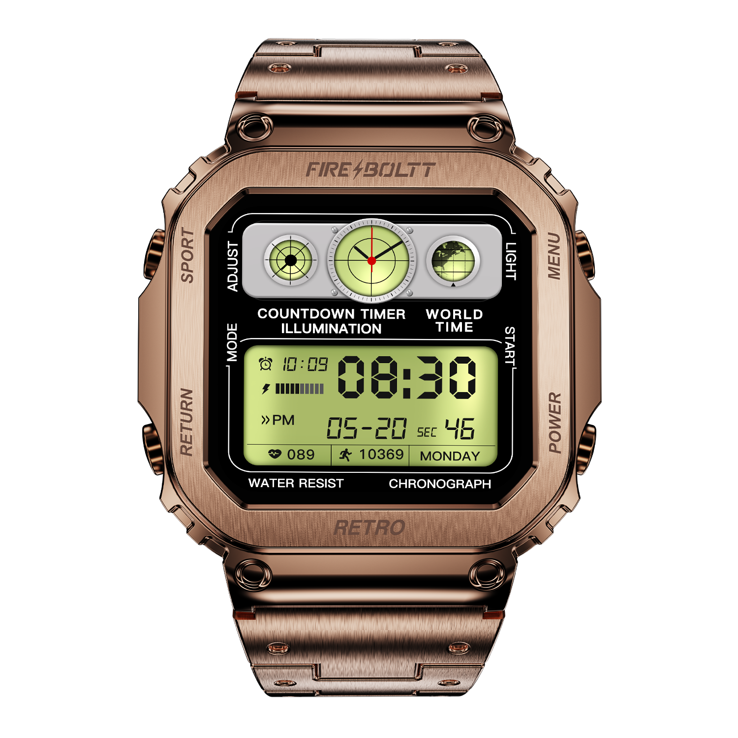 Fire-Boltt Retro 39.1mm (1.54) Display, Bluetooth call, Voice Assistance, Steel Straps Smartwatch - Nalanda Enterprises