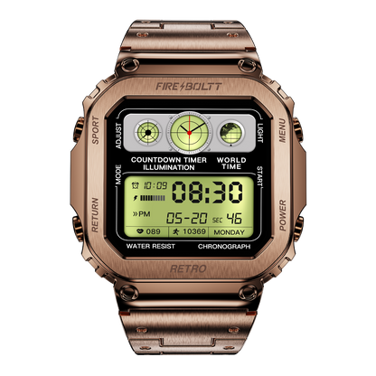 Fire-Boltt Retro 39.1mm (1.54) Display, Bluetooth call, Voice Assistance, Steel Straps Smartwatch - Nalanda Enterprises