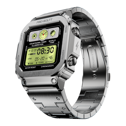Fire-Boltt Retro 39.1mm (1.54) Display, Bluetooth call, Voice Assistance, Steel Straps Smartwatch - Nalanda Enterprises