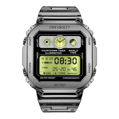 Fire-Boltt Retro 39.1mm (1.54) Display, Bluetooth call, Voice Assistance, Steel Straps Smartwatch - Nalanda Enterprises
